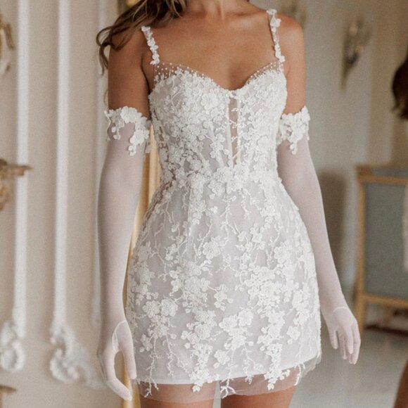 Rosie Etienne Dresses & Skirts - Rosie Etienne Lilliana Beaded White Mini Dress Size 0